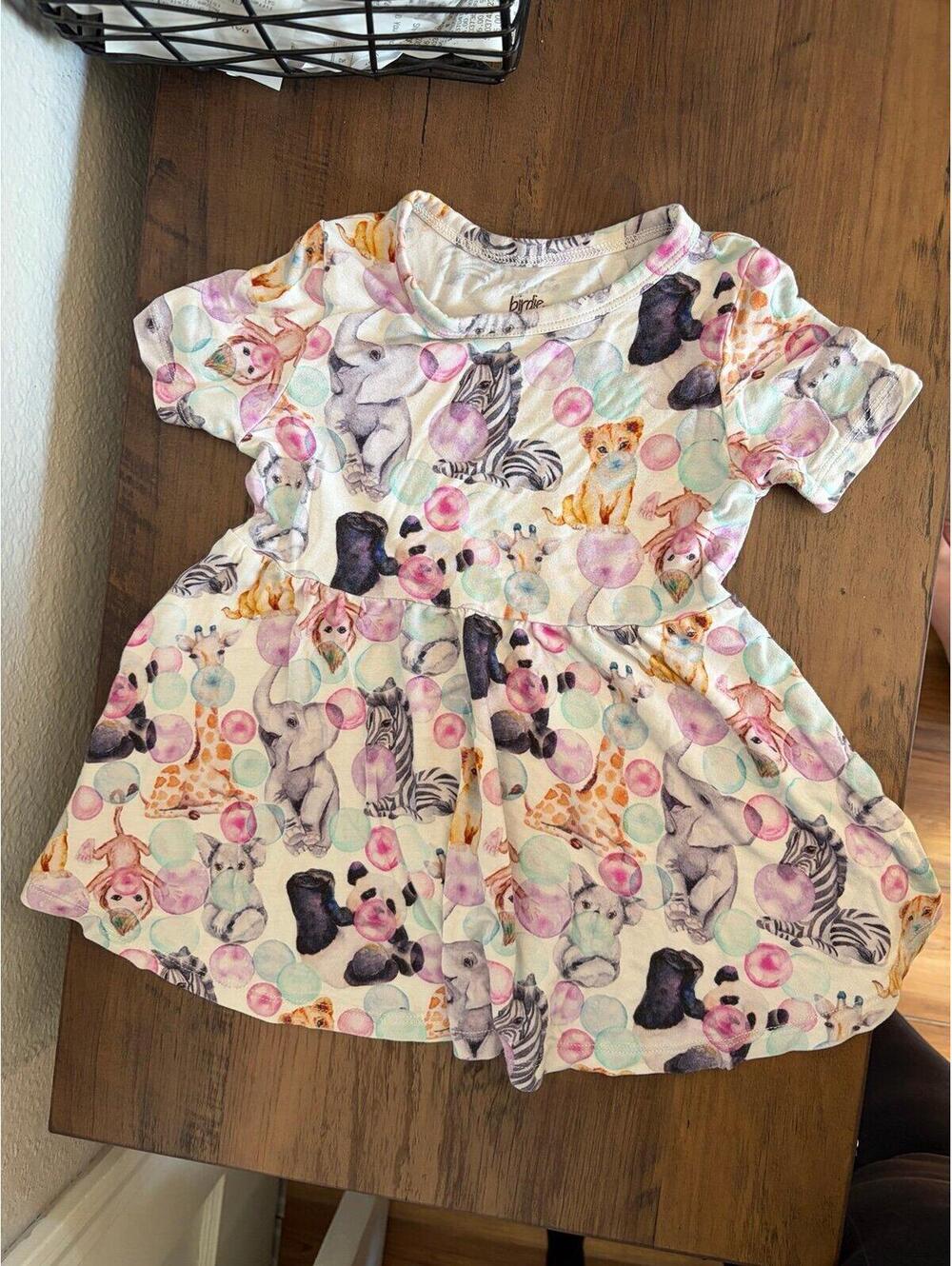 Birdie Bean Bubble Animal Print Twirl Dress Bamboo size 3T. GUC to be safe for m